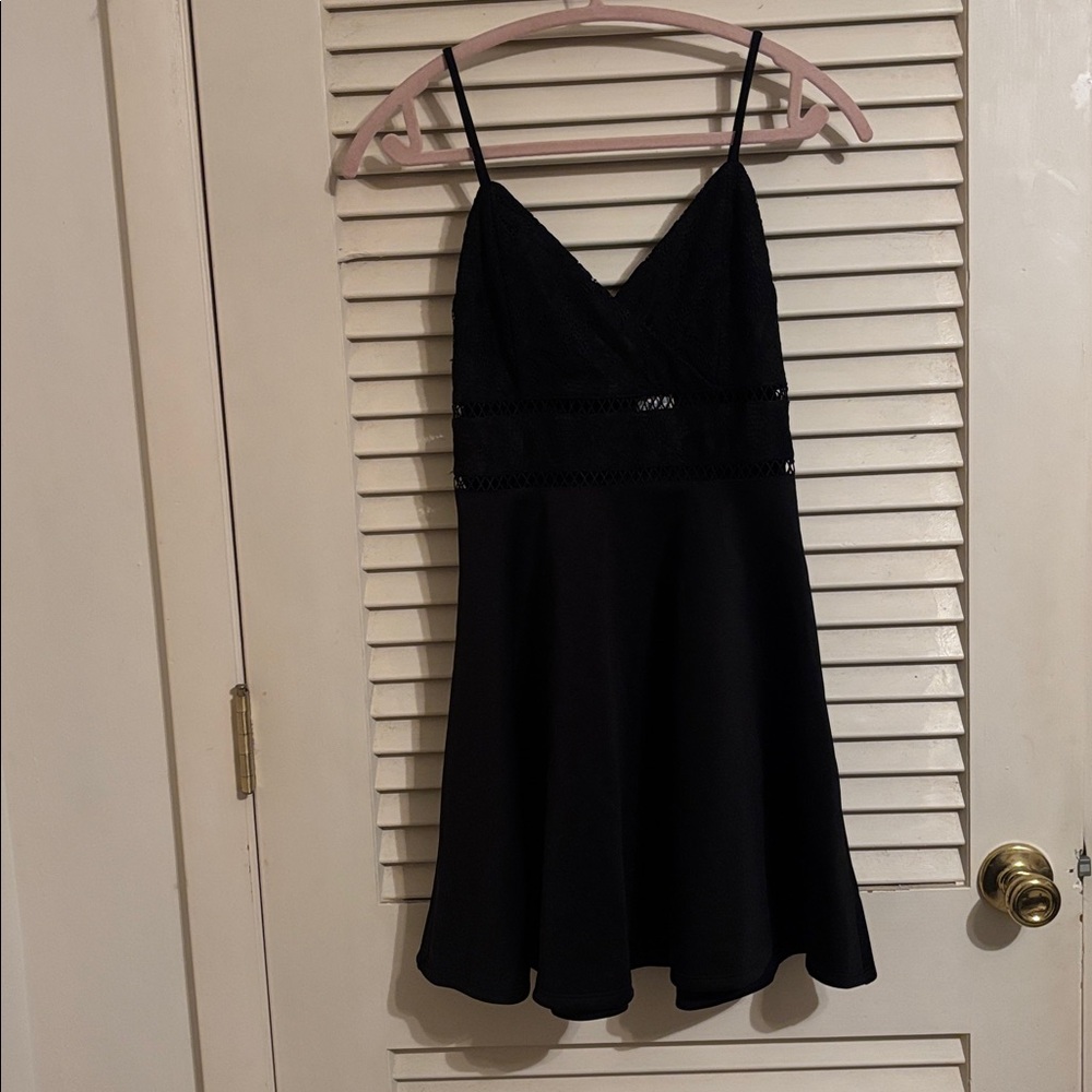 black lace mini dress